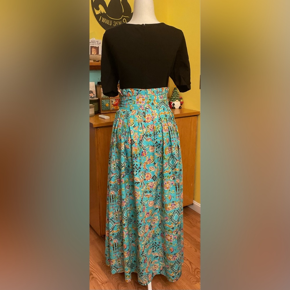 eShakti Black and Teal Floral Maxi Dress - Picture 6 of 11